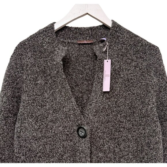 Cullen Brand Cardigan Wool Cashmere Blend Medium Womens Sweater Gray Boucle NWT - Picture 2 of 11